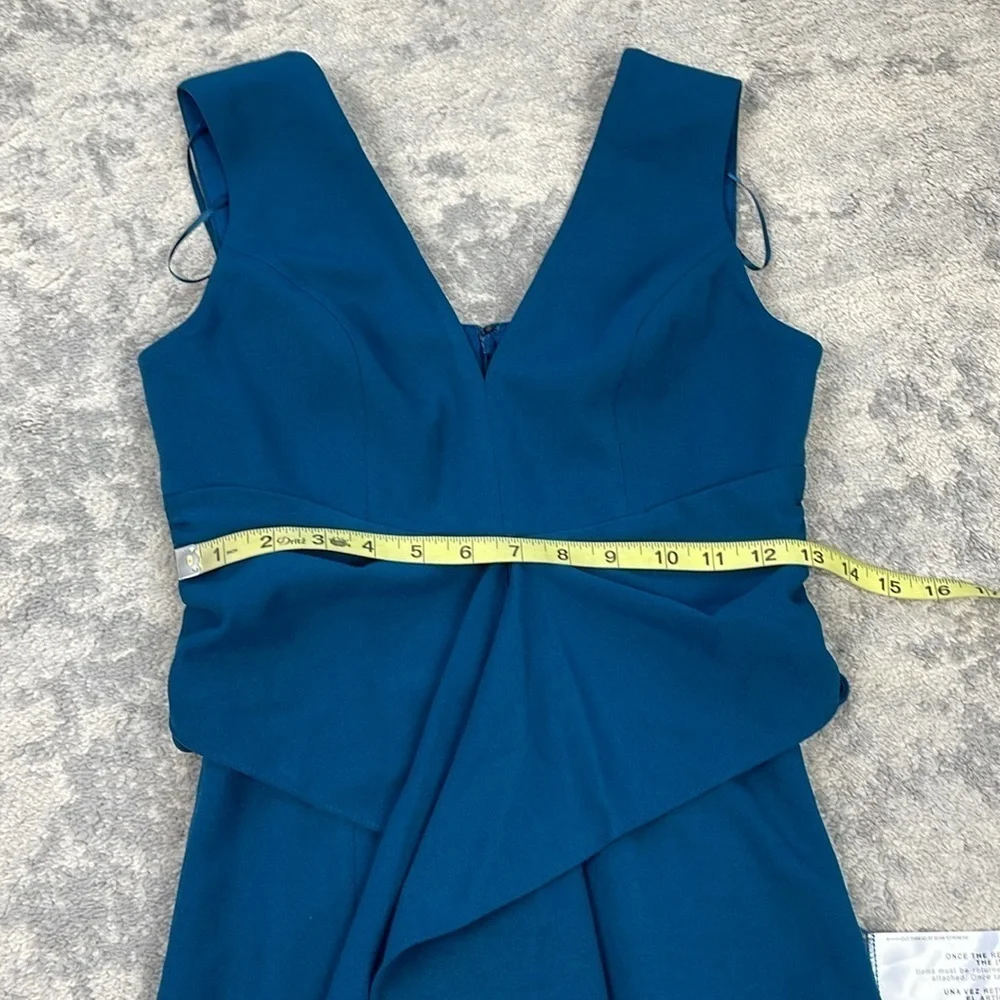 NWT Dress The Population Alessia Dress Peacock Blue Slit Flattering Sz XXS - Picture 10 of 13